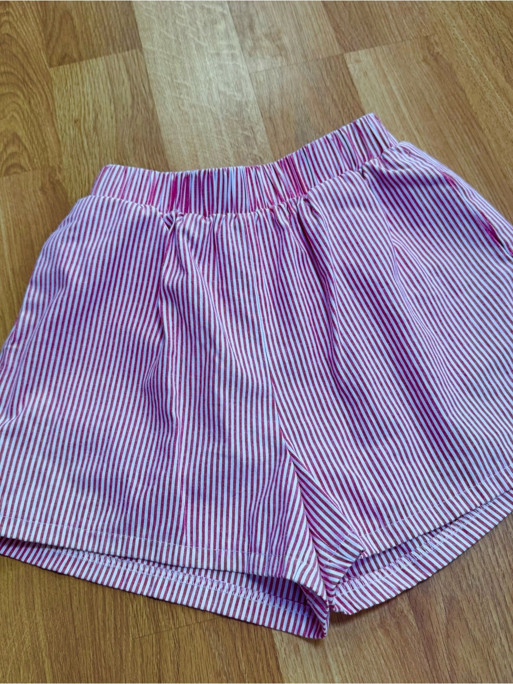 Amazon Pink and White Striped High-Waist Women’s Shorts